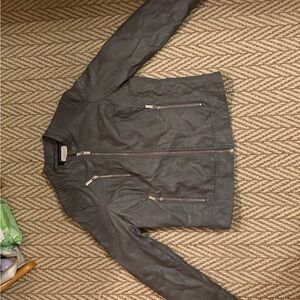 Men's Gray Leather Jacket